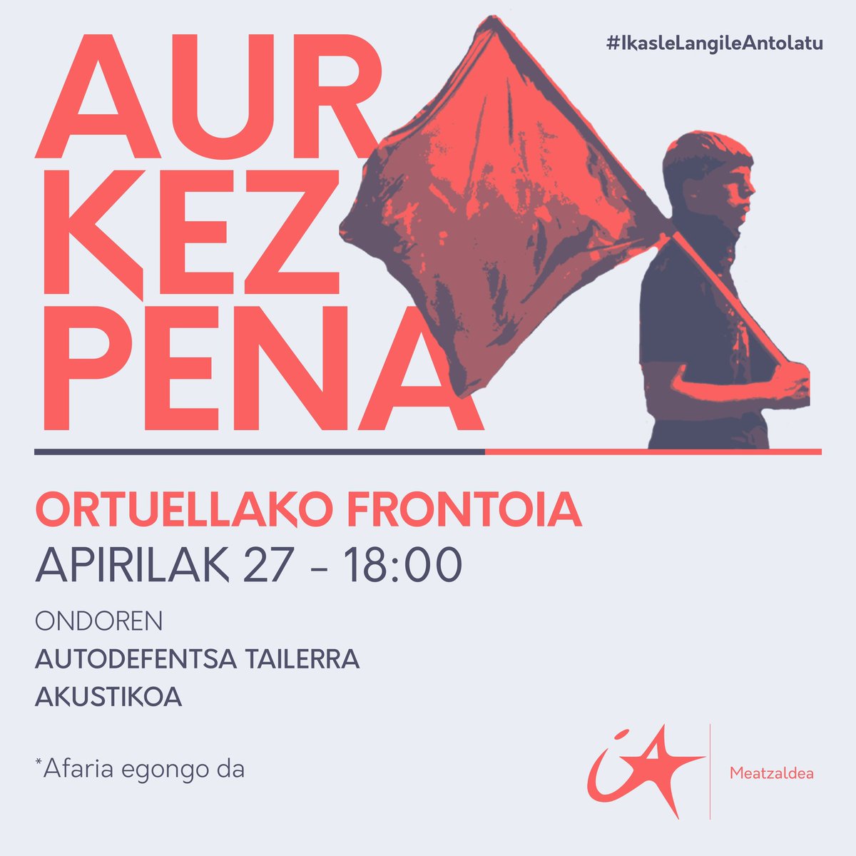 Hurrengo larunbatean, apirilak 27, Meatzaldeko Ikasle Abertzaleak-en aurkezpena izango dugu Ortuellan.

Gure jardunaren inguruan arituko gara. Ondoren autodefentsa tailerra izango dugu eta akustikoa.

Animatu eta etorri!
