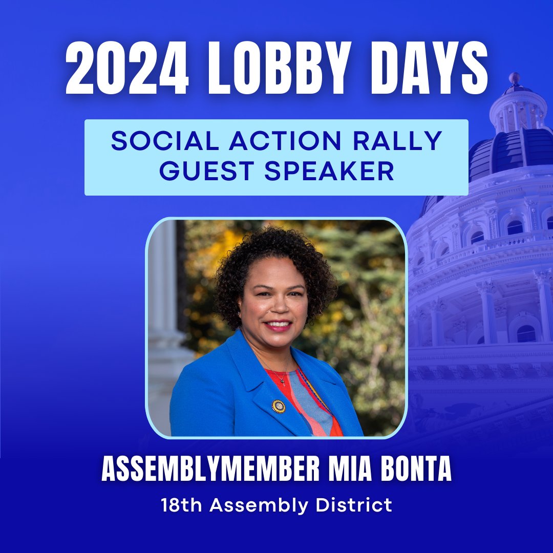 🏛️ We are excited to be joined by @AsmMiaBonta at 2024 #LobbyDays! To get attendees geared up for their legislative appointments, Assemblymember Bonta will highlight the various ways social workers can integrate justice and equity in their diverse roles.