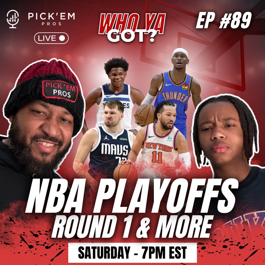 🎉 Get ready for the ultimate NBA Playoff kickoff! Join us LIVE this Saturday, April 20th at 7pm EST as we give our predictions for each matchup in Round 1. youtube.com/live/4JF3ZAXbt…

#NBA #NBAPlayoffs #Round1Predictions #MerchGiveaway #SportsTalk #PickemPros 🎙️🏀