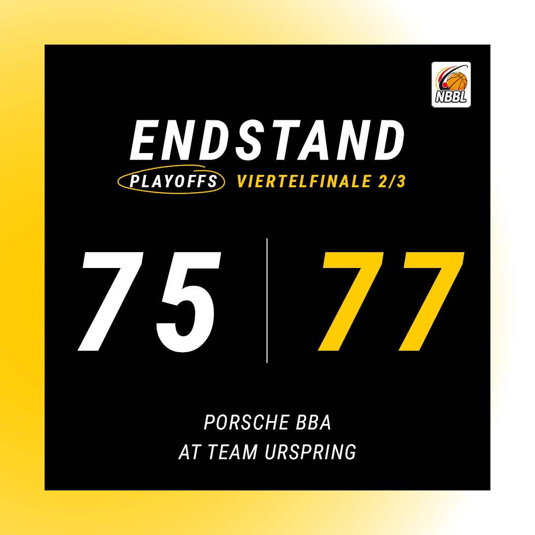 2⃣/3⃣✅ | 𝗥𝗲𝘃𝗮𝗻𝗰𝗵𝗲, 𝗦𝘄𝗲𝗲𝗽, 𝗛𝗮𝗹𝗯𝗳𝗶𝗻𝗮𝗹𝗲! Wir sorgen bereits im zweiten @dieNBBL-Viertelfinale für die Entscheidung! Bei @EhingenUrspring sorgt ein Monsterviertel (24:7) für die Wende, den Sieg und die Vorentscheidung. 𝗧𝗢𝗣𝟰, 𝗕𝗮𝗯𝘆! 

#turbofürtalente