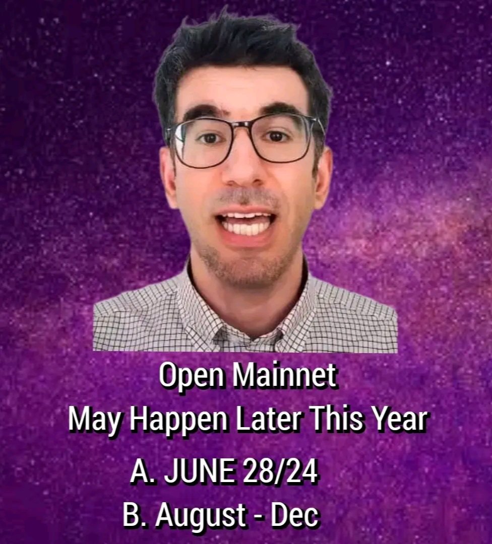 ⚡️ PI NETWORK OPEN MAINNET 2024 💜 If you are to choose, which date do you prefer ❓ A.) JUNE 2024 B.) AUGUST - DECEMBER 2024 #PiNetwork $PARAM $BLOCK $PIXIZ $BEYOND $DROIDS $TRIP $BUBBLE $SOMO $XTER