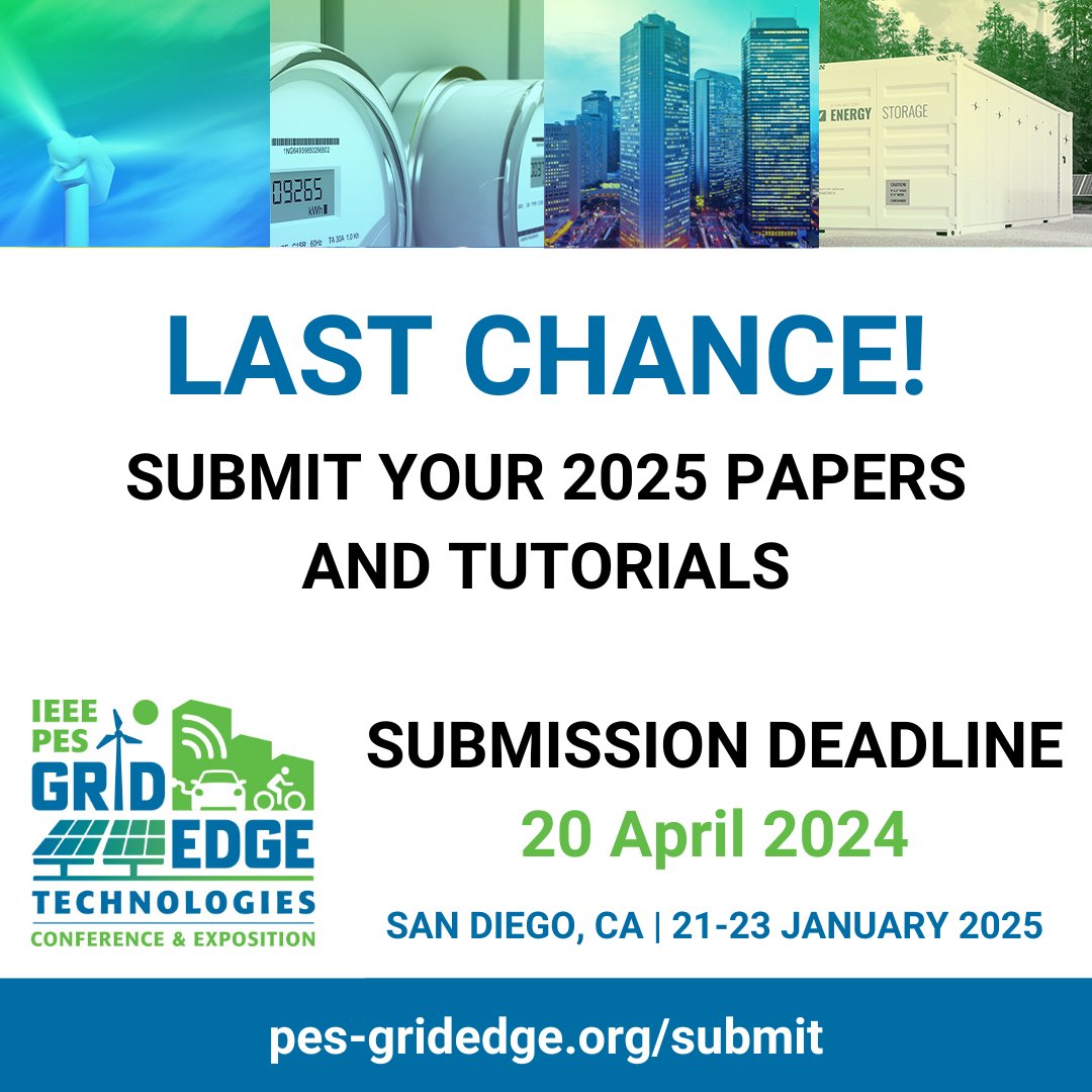 Don't forget to submit for the 2025 Call for Papers and Tutorials! Time is running out—the deadline is THIS Saturday. Submit now to showcase your work to industry experts and influence the future of power and energy. @ieee_pes