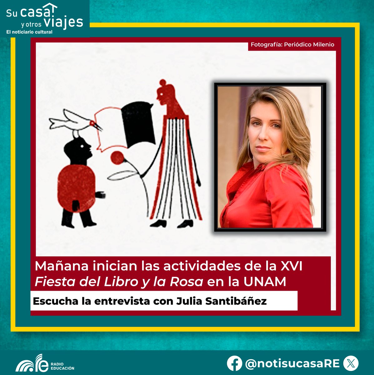 📜 @JSantibanez00, titular de @LiteraturaUNAM, conversó en #SuCasaYOtrosViajes, acerca de las actividades de la décimo sexta edición de la #FiestaLibroyRosa 📚🌹 @librosunam @CulturaUNAM 🌹 Conoce los detalles aquí ⬇️ e-radio.edu.mx/Su-casa-y-otro…