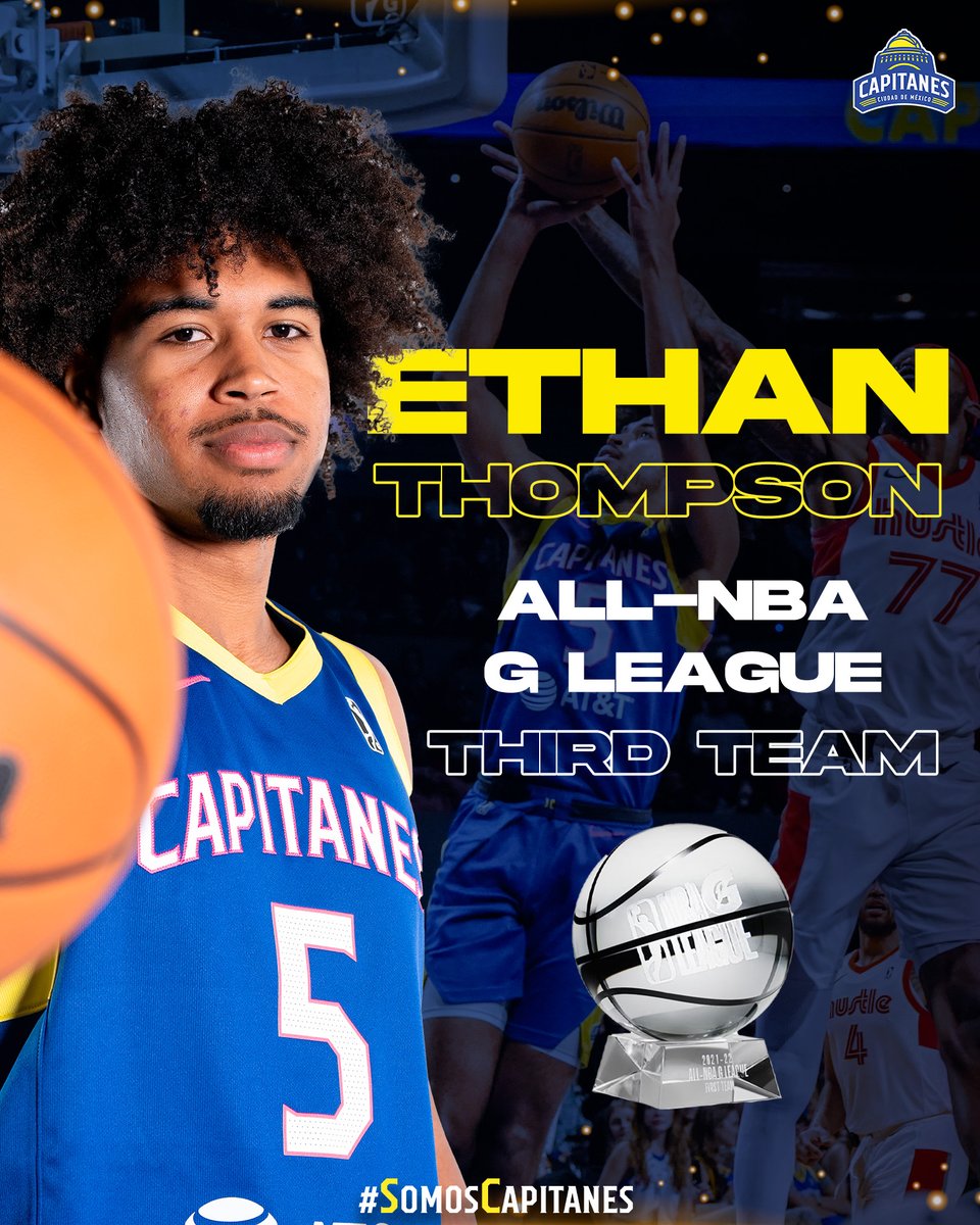 ¡Brillando entre los mejores! 👏🏅 Felicidades a nuestro Capitán, Ethan Thompson, por ser nombrado al All-NBA G League Third Team después de una temporada con promedios 22.8 PTS y 5.1 AST. #SomosCapitanes