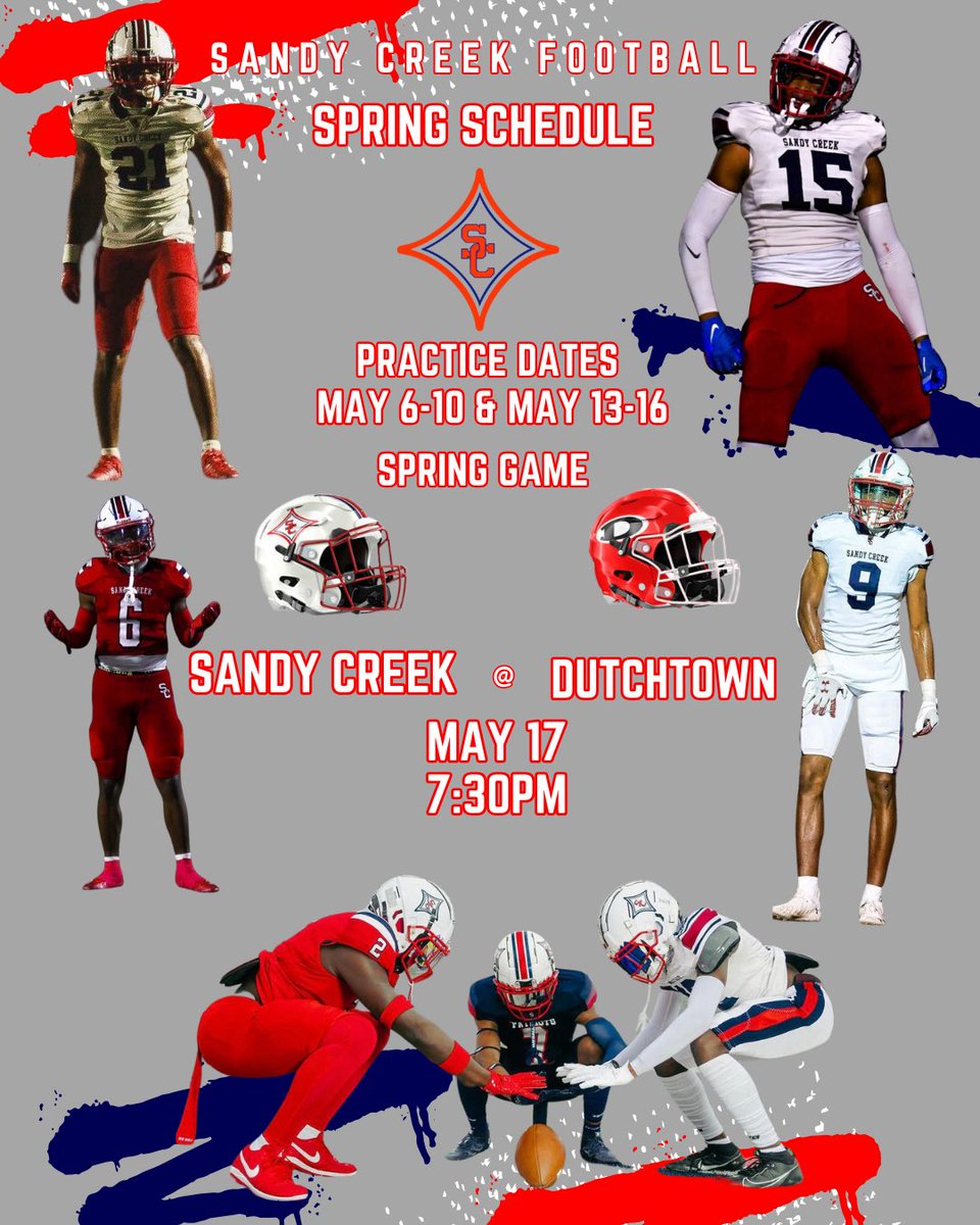 Spring practice schedule. College coaches come check us out.