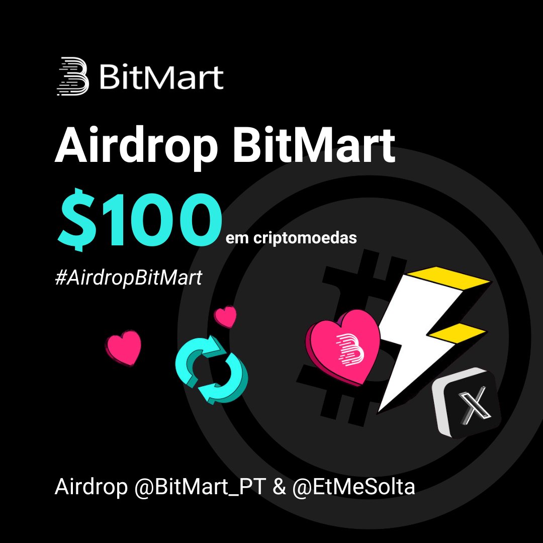 Sorteio de $100 Dólares 💵💰
Regras:

1- Seguir @Bitmart_PT &amp; @Etmesolta 
2- RT e Like nesse post
3- Criar conta na BitMart e comentar seu ID:

Data final do Sorteio - 22/04/24