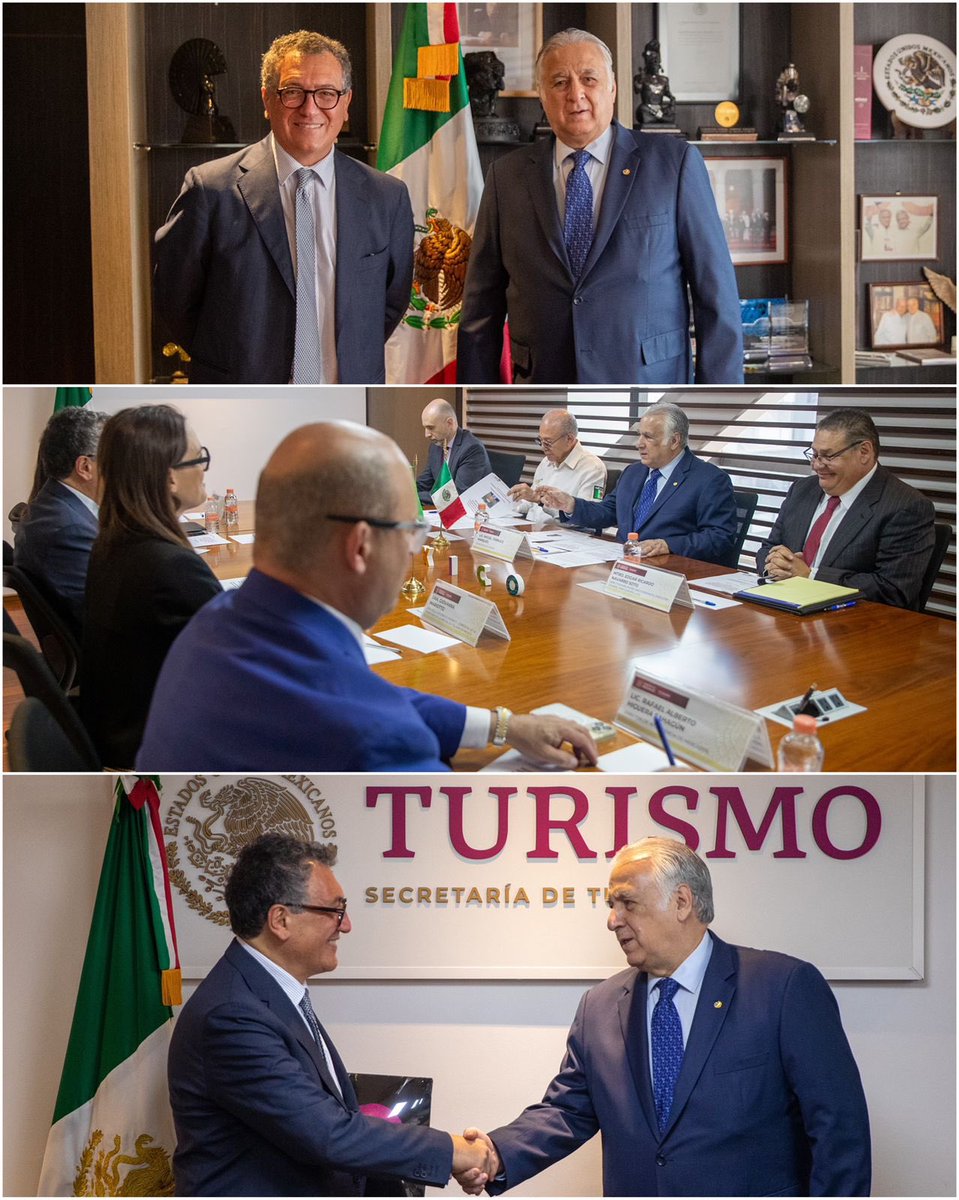 Sostuve una reunión de trabajo con el Excmo. Emb. Sr. Alessandro Modiano, @Al_Modiano, Embajador Designado de la República Italiana en México, conversamos sobre asuntos bilaterales en materia de cooperación turística. 🇮🇹🇲🇽