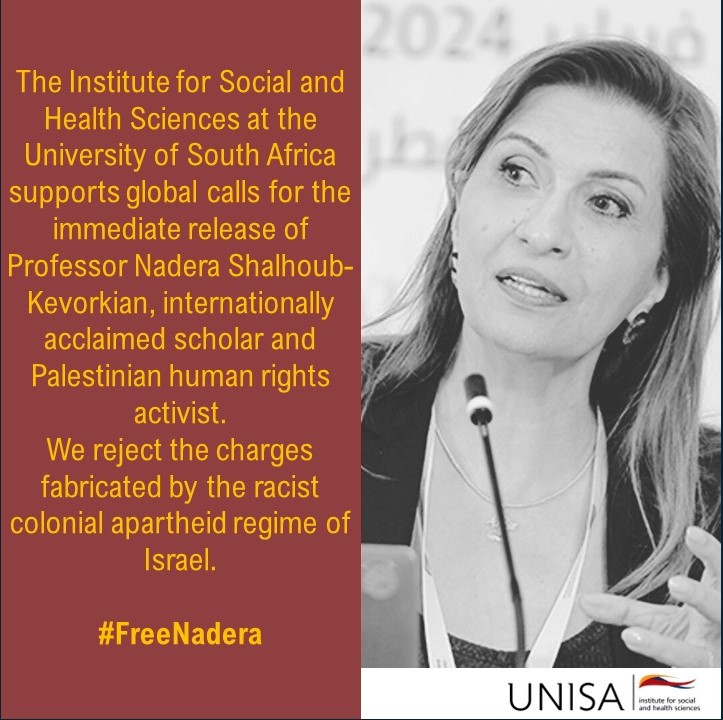 📷📷EMERGENCY CALL FOR ACTION📷📷
Take action today for Prof Nadera Shalhoub Kervokian’s immediate release!
Use the hashtag #FreeNadera and tag @hebrewuniversity
For more, visit: tinyurl.com/FreeNadera