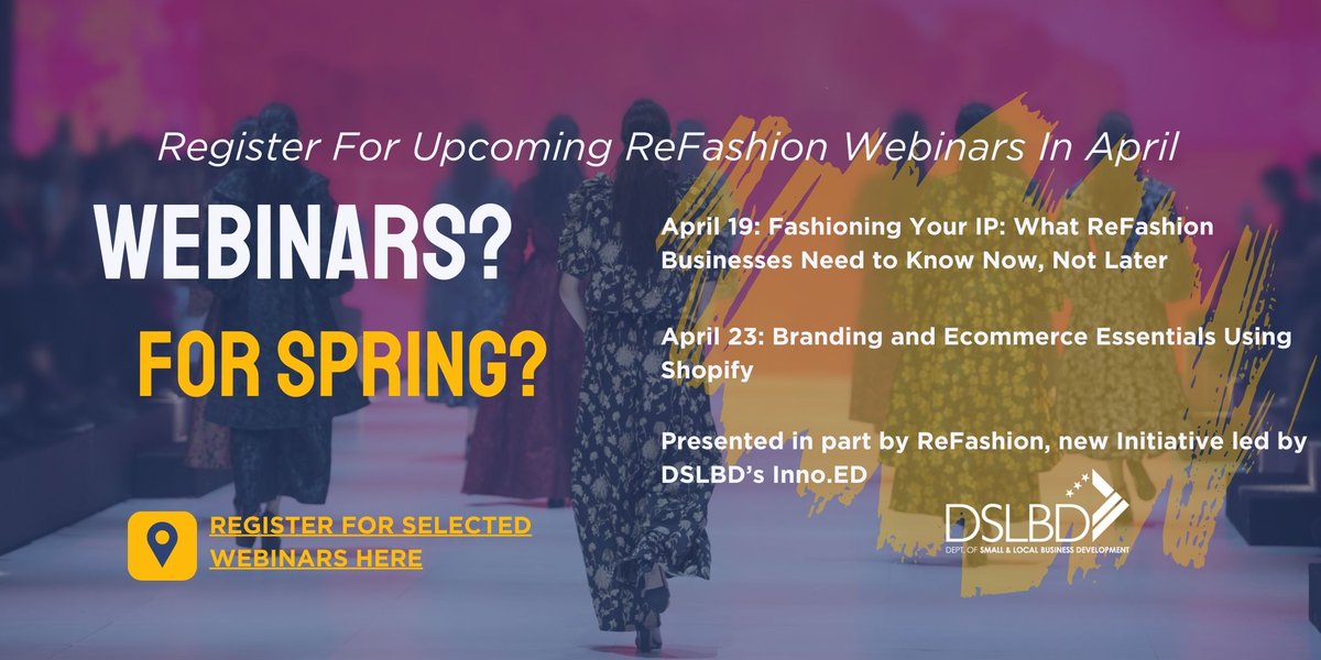 Fashion Innovators Alert!🌟Join us for an online discussion tomorrow 4/19 from 2-3 pm ET as we dive into the world of fashion law with @USPTO, and explore how designers can shield their creations with federal trademarks.💻👠See you there? ➡️Register here: ow.ly/37NT50Rjoh1