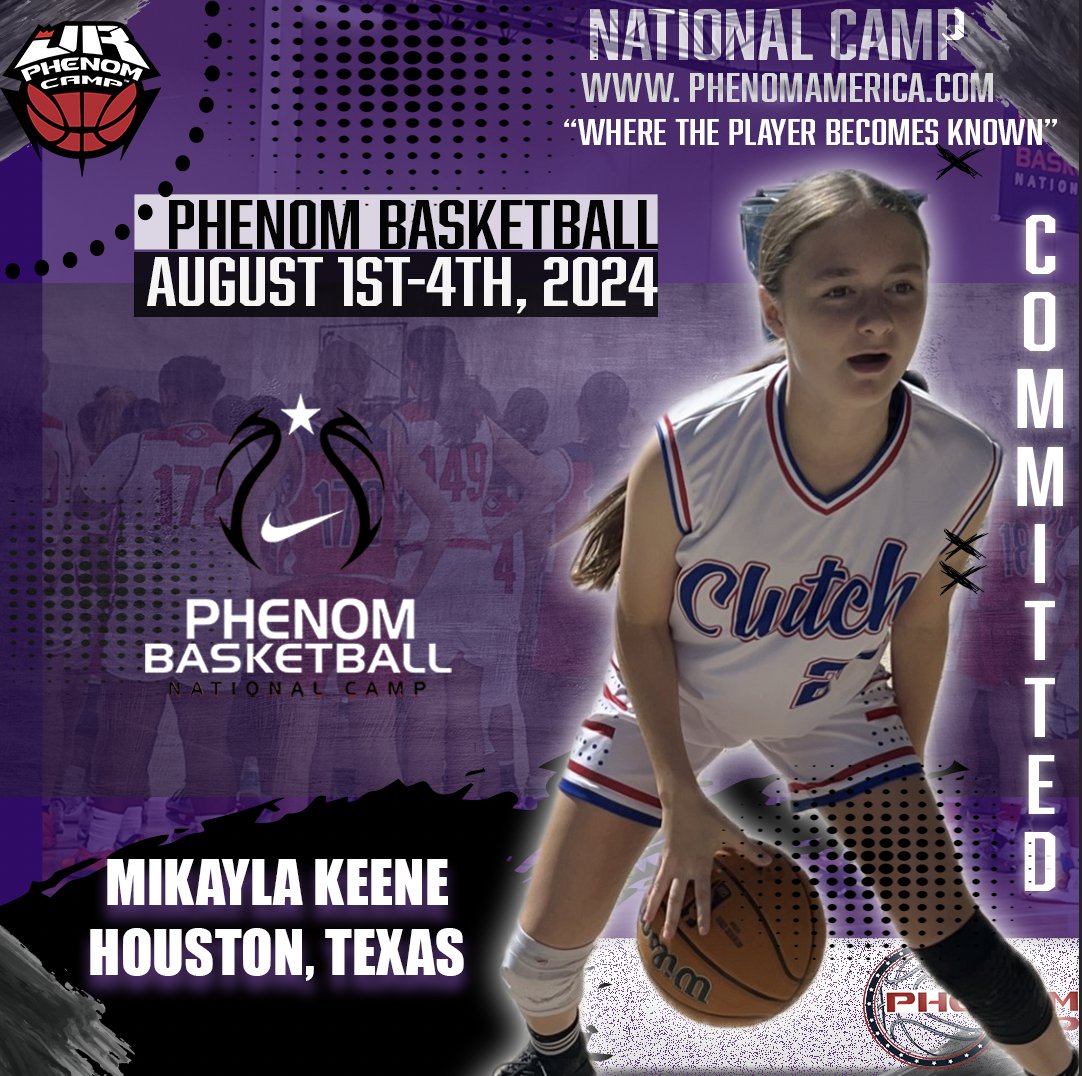 Phenom Basketball is Excited to announce that Mikayla Keene from Houston, Texas will be attending the 2024 Phenom National Camp in Orange County, Ca on August 1-4! #Phenomnationalcamp #Jrphenom #Phenom150 #Gatoradepartner #wheretheplayerbecomesknown