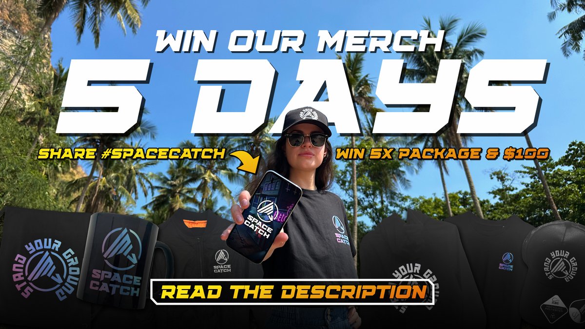 #Catchers, 𝗿𝗲𝗮𝗱𝘆 𝘁𝗼 𝘄𝗶𝗻 𝗯𝗶𝗴? 🎉🚀 Win a full #SpaceCatch merch package and $100 by sharing your 𝗺𝗼𝘀𝘁 𝗼𝗿𝗶𝗴𝗶𝗻𝗮𝗹 𝗽𝗿𝗼𝗺𝗼 𝗶𝗱𝗲𝗮! Tag us (@spacecatch_io) and use #spacecatch #catchergang. The wilder, the better! 𝗖𝗼𝗻𝘁𝗲𝘀𝘁 𝗲𝗻𝗱𝘀 𝗶𝗻 𝟱 𝗗𝗔𝗬𝗦