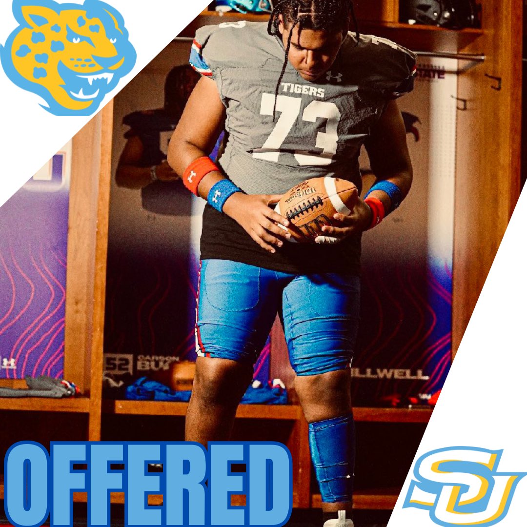 OFFER UPDATE: Tennessee St transfer 6’5” 305lbs OL Nicholas Green from Cedar Park, TX has received an offer from Southern University! @nicogreen23 #GeauxJags #ProwlOn