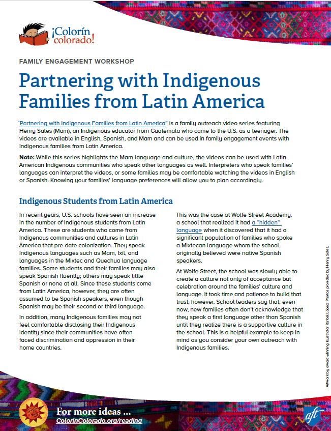 ICYMI: Partnering with Indigenous Families from Latin America

Outreach guide and videos in 3 languages (English, Spanish, and Mam) -- featuring trilingual Indigenous educator Henry Sales

colorincolorado.org/indigenous-fam… #ELL #ELLchat #MLL #MLLchat