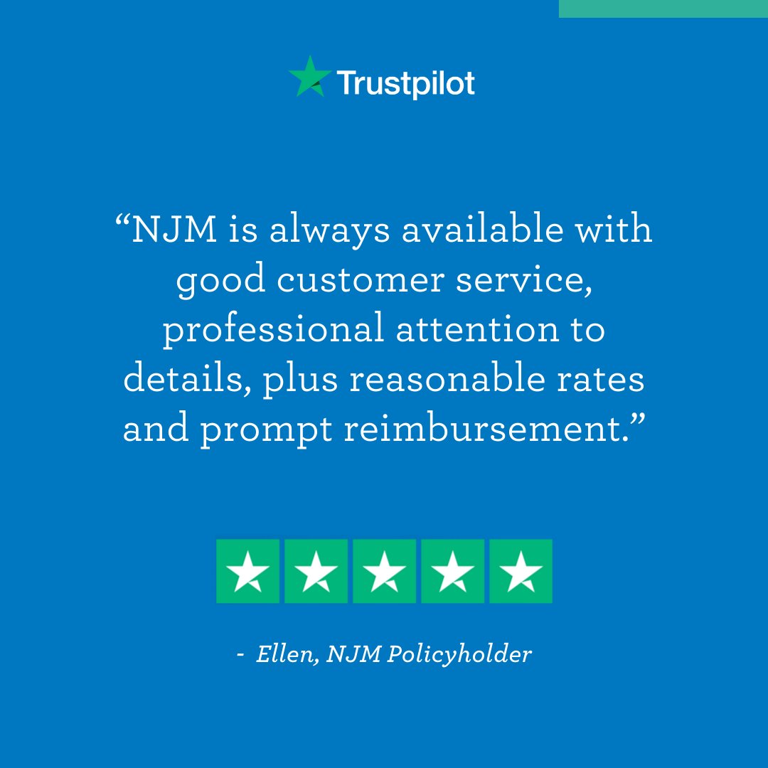 Insurance is our business, but service is our passion. NJM policyholder Ellen shares a 5-star Trustpilot review of her experience. ⭐ ⭐ ⭐ ⭐ ⭐ Join the NJM family at njm.com/quote 🤗