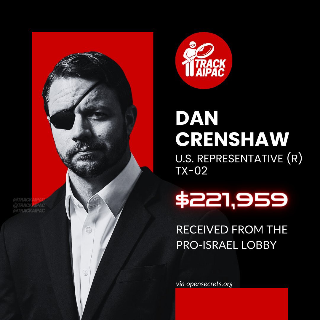 @Bubblebathgirl @DanCrenshawTX Or sending American’s taxpayer money to Israel while they literally segregate Christians in schools and fleece the American people. All for his kickback scheme.