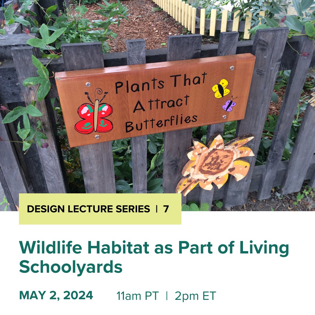 The seventh lecture in our Schoolyard Forest Design Lecture Series is Thursday, May 2nd. In this session, we will discuss the importance of wildlife habitat as part of district-wide living schoolyards with speakers from the National Wildlife Federation. us02web.zoom.us/meeting/regist…