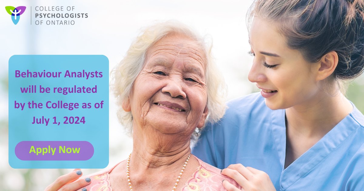 April 18: As of July 1, 2024 we will begin regulating Behaviour Analysts in Ontario. Anyone practicing as a Behaviour Analyst must register with the College before this date. cpo.on.ca/aba/aba-inform…
#seniors #abatherapy #caregivers #braininjury #dementia #appliedbehaviouranalysis