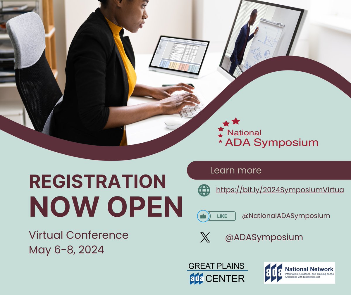 (1/2) This year's virtual National ADA Symposium is right around the corner! This conference is from May 6-8, 2024. This three-day training event offers 36 sessions covering all areas of the Americans with Disabilities Act (ADA) presented by nationally recognized experts.