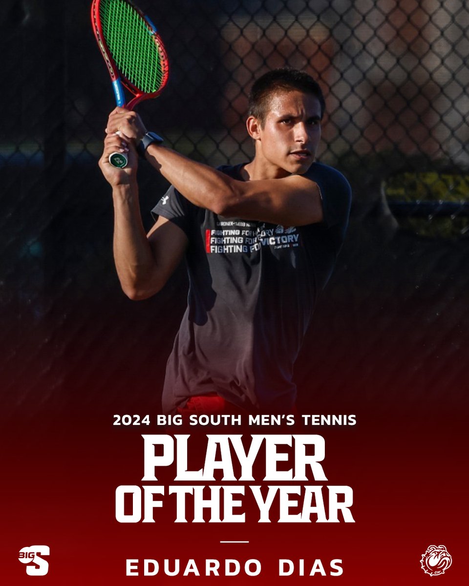 Big South Conference (@bigsouthsports) on Twitter photo 2024 MEN'S TENNIS PLAYER OF THE YEAR
🎾 Eduardo Dias, <a href="/GWUMTEN/">Gardner-Webb Men's Tennis</a>
#BigSouthMTEN x #BigSouthAwards 2024 MEN'S TENNIS PLAYER OF THE YEAR
🎾 Eduardo Dias, <a href="/GWUMTEN/">Gardner-Webb Men's Tennis</a>
#BigSouthMTEN x #BigSouthAwards