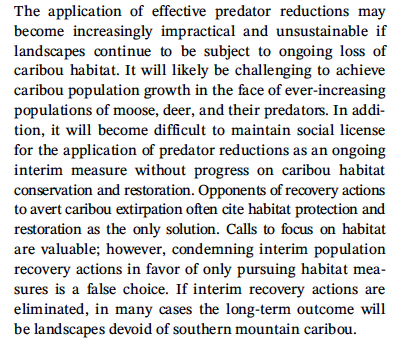 Exceptional paper on 'boo conservation. To restore caribou: kill A LOT of wolves over the medium term. But it's all for nought unless we also restore A LOT of habitat. Urgent: stop destroying caribou habitat, as many provincial gov'ts are doing esajournals.onlinelibrary.wiley.com/doi/10.1002/ea…