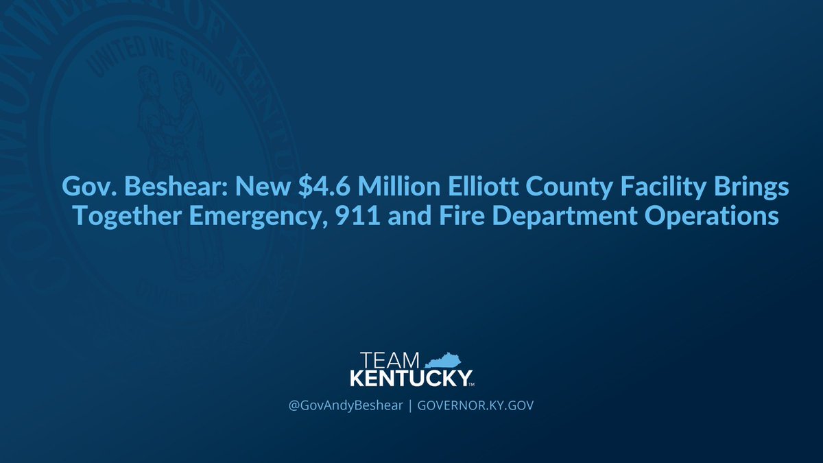 Today Gov. Beshear announced that a memorandum of agreement has been signed and work is set to begin on a $4.6 million combination emergency services center in Elliott County. Read more: bit.ly/3Q7hEBQ