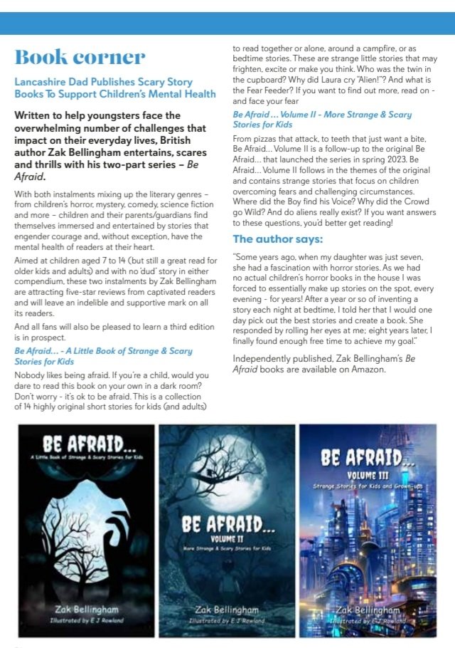 Available now on Amazon. Be Afraid Volumes 1 to 3. Strange and scary stories for kids and adults, tackling mental health. As featured in London Mums Magazine Spring 2024 Edition. Click  amzn.eu/d/gvYbF2M
#ZakBellingham #KindleReads #kidsbooks #mentalhealthmatters