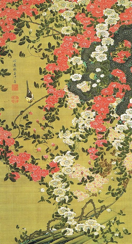 Roses and Small Birds, by Ito Jakuchu, 18th century