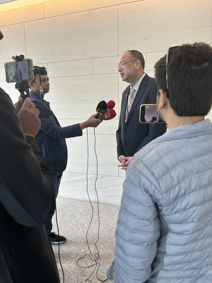 JubileeUSA's tweet image. @Eric_LeCompte speaking to Bangladeshi reporters from @BanglaVision_TV , @ekattortv, @channelionline, @dbcnews_tv and Spice Television about Bangladesh’s #debt burden, including it’s  #G20 #CommonFramework eligibility. #SpringMeetings2024
