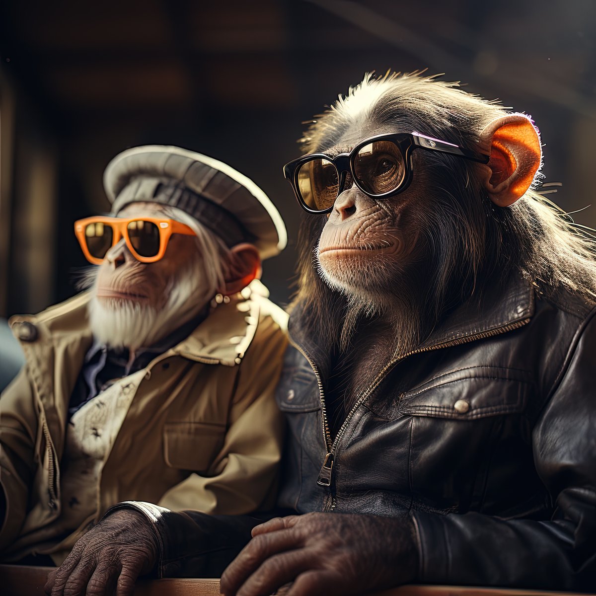 'Jungle Kings: Stylish Simians of the Urban Wilderness'

#ChimpChic, #SunglassesSwagger, #UrbanWildlife, #StyleSavvyPrimates #midjourney #aiart #aiartist #monkey