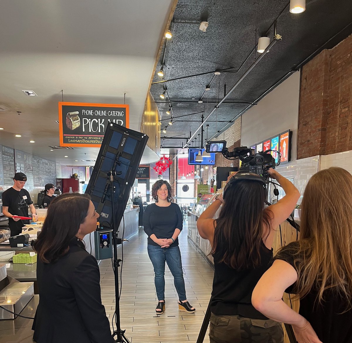 Behind the scenes at our first Women in Business video shoot here at @Lindsaysdeli on Pearl Street in Boulder! Stay tuned for the full story... #WomenInBusiness