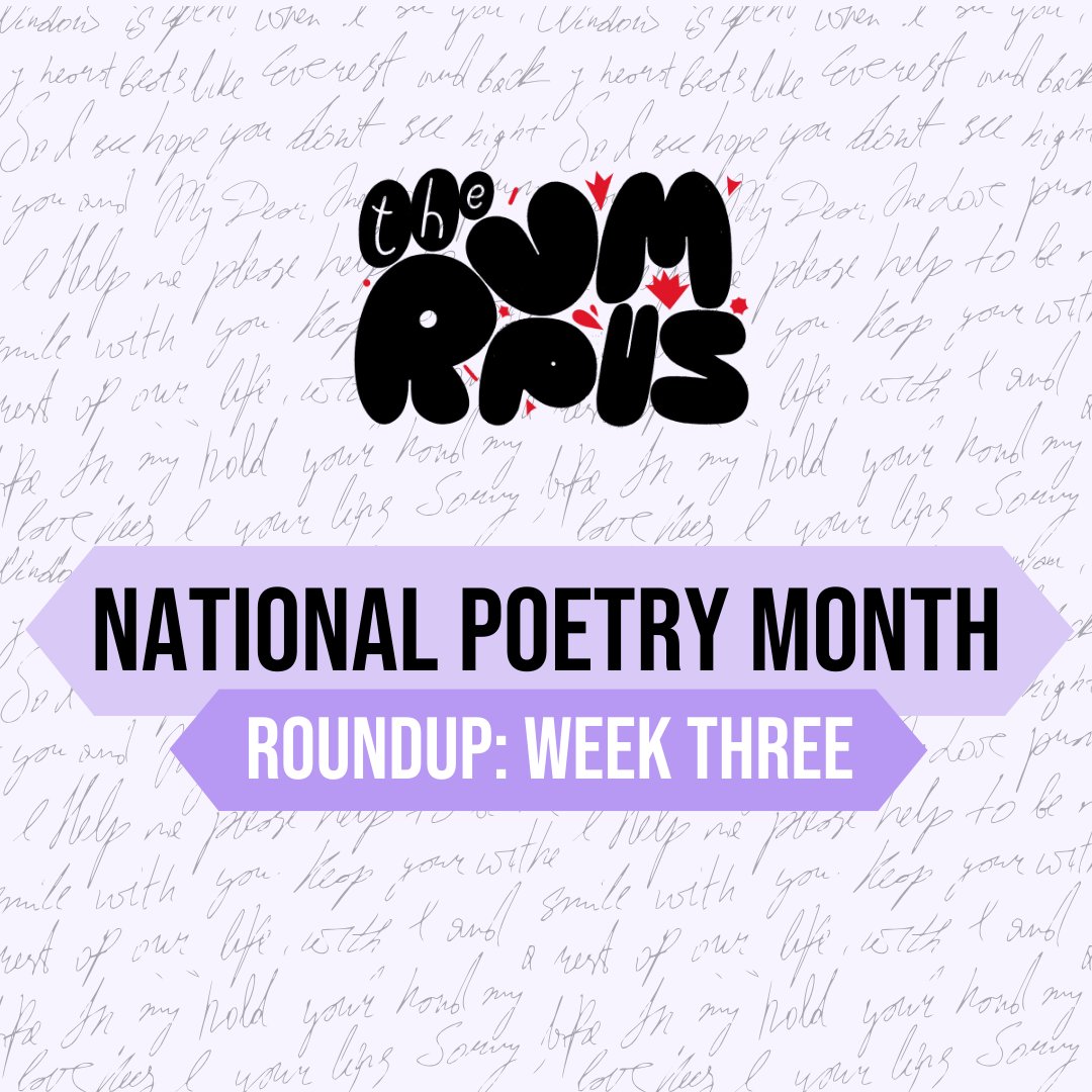 Week two of National Poetry Month 2024 is over! Read all of the poems we shared this week, with work by @anthony_cody, Siwar Masannat, @earthtokb, @chrysanthemvm_, and @SuziG. And keep your eyes peeled for next week's Friday NPM roundup. ➡️therumpus.net/sections/blogs…