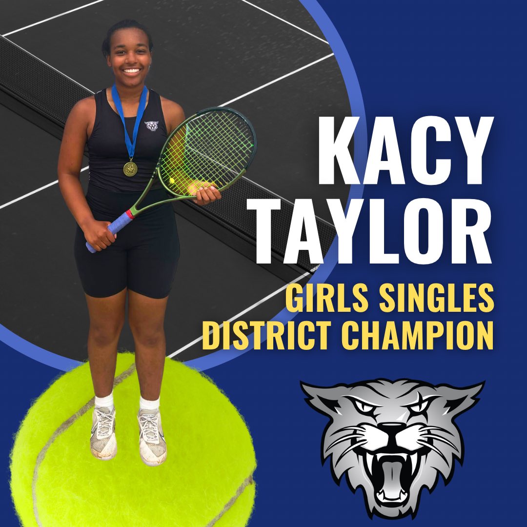 Huge shoutout to our very own Kacy Taylor for winning the Girls Singles District Championship! Way to work hard, and awesome season Wildcat Tennis! #FTR 🎾 @NISDSotomayor @SotomayorTennis