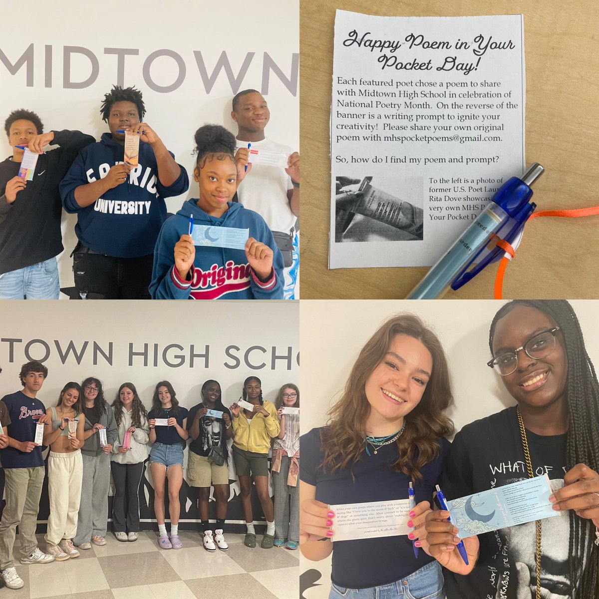 It’s finally here! Happy Poem in Your Pocket Day!!! Thanks to Kaveh Akbar, @chenchenwrites, Rita Dove, & @RobertPinsky for allowing me to share their poems with the @APSMidtown community! #nationalpoetrymonth #PoemInYourPocketDay @poetsorg