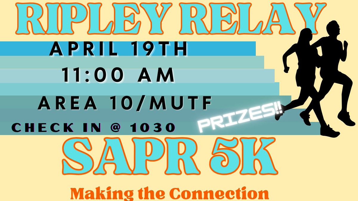 cdcmorrisonmn's tweet image. 👟👟 Tomorrow! Lace up your running shoes &amp;amp; get ready for a fun-filled day of #running, connecting, and supporting a great cause. The #SAPR, #MakingTheConnection, #5K event-April 19th!

☝🏼 Check in by 10:30 AM at the area 10 MUTF!

#CampRipley #LittleFallsMN #MorrisonCounty