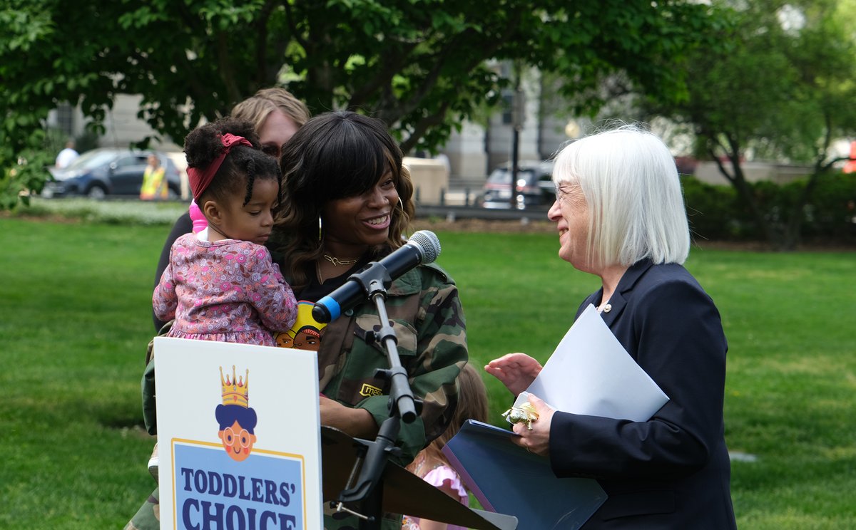 Great to join @momsrising's 'Toddler's Choice Awards', talking to families about child care. I got into politics fighting to save my kids’ preschool program. Today, I'm fighting to fix our broken child care system for families across America.