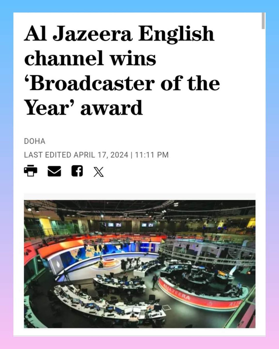 Al Jazeera English channel was named ‘Broadcaster of the Year’ at the 2024 New York Festivals TV & Film Awards for the eight consecutive year. 

#NewsUpdates #aljazeera #CNN #aljazeeraenglish #Reuters #usa #bbc #FoxNews #qatar