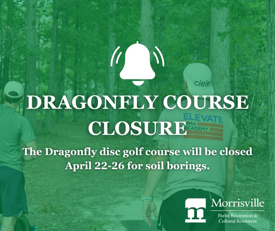PARKS ALERT 🥏 The Dragonfly course will be closed beginning Monday, April 22, and could remain closed for up to five days due to soil borings being conducted by our Engineering Department. We apologize for the inconvenience &amp; will provide an update when the course reopens.