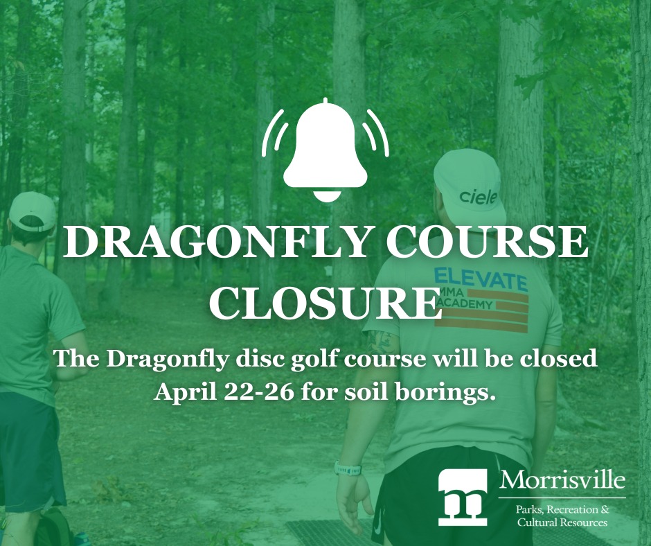 PARKS ALERT 🥏 The Dragonfly course will be closed beginning Monday, April 22, and could remain closed for up to five days due to soil borings being conducted by our Engineering Department. We apologize for the inconvenience & will provide an update when the course reopens.