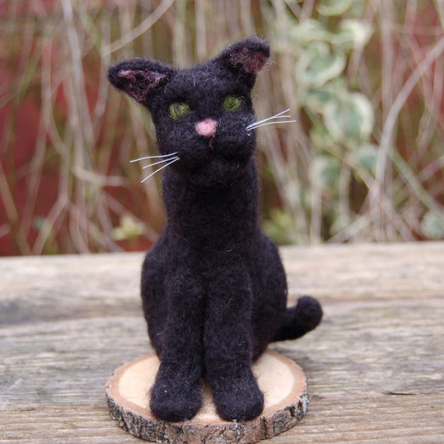 Needle felt blalck cat, collectable animal scul... - Folksy folksy.com/items/8300294-… #newonfolksy