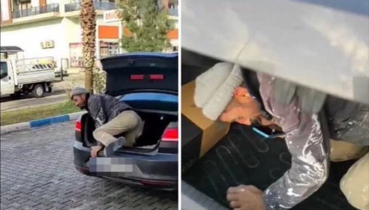 Antalya’da bir patronun, arabası kirlenmesin diye işçiyi bagajında taşıdığına şahit olmuştuk.

Bugün bu fotoğraf tekrar karşıma çıkınca hatırlatmak istedim; canı cehenneme böylelerinin…