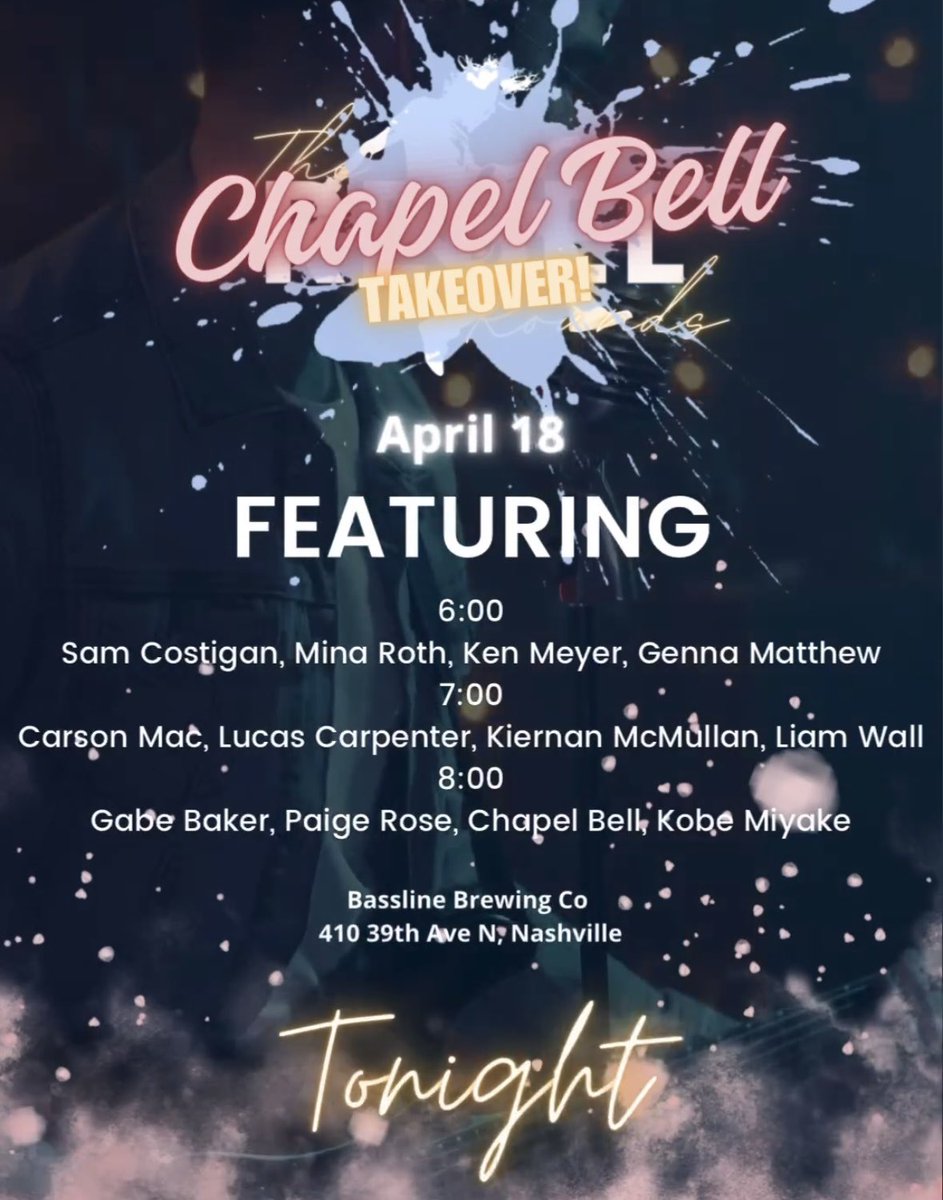 lucascarpenter's tweet image. Getting into it TONIGHT for Chapel Bell’s takeover of The Rebel Rounds at Bassline Brewing Co. on Charlotte Pike! Everyone who’s playing is awesome &amp;amp; it’s FREE, so you should get there!

#livemusic #songwriters #writerofig #nashvilletennessee #nashville