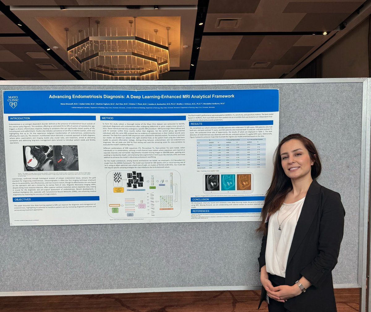 Enjoyed today's @MayoMrfa poster presentation very much! Ckecked out other great projects happening at @MayoClinic! Mixing #Al with #endometriosis research is something I am truly passionate about!🤩 Special thanks, @Slowvak and @WendalineVB for your great support! @MayoAILab