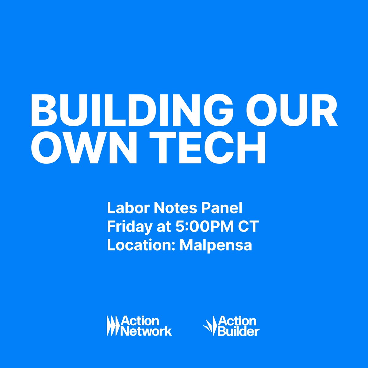 We look forward to seeing you soon, @labornotes! Visit our table to pick up swag & a bingo card for a chance to win $100 towards a strike fund. Join our panel tomorrow at 5PM CT to hear from Martha Grant on the importance of Building Our Own Tech! Panel: labornotes2024.sched.com/event/1bhZZ/bu…