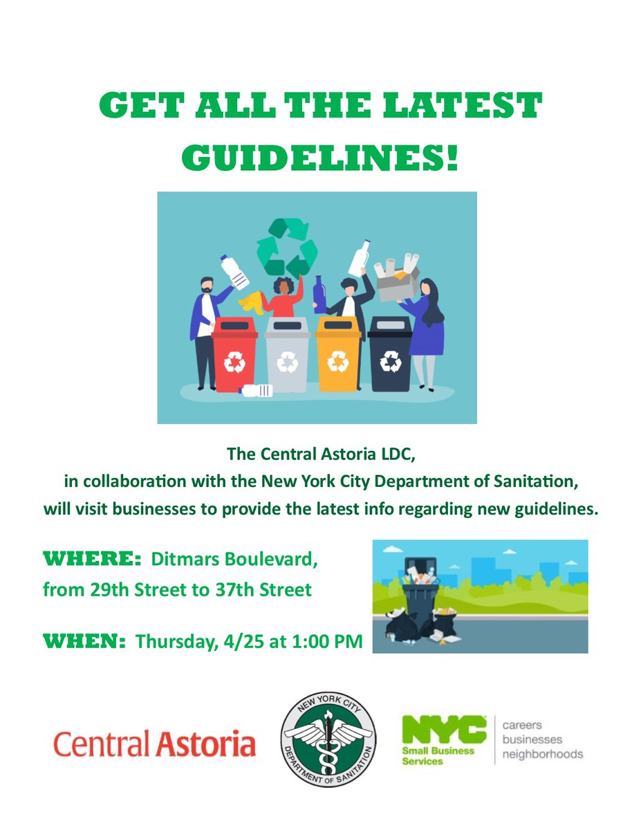 A WEEK AWAY!!!

This event is made possible by funds through the @NYC_SBS Neighborhood 360° program, and is a collaboration with @NYCSanitation.

#centralastorialdc #astoriaqueens #astoriaqueensnyc #astoriany #ditmarsblvd #KeepAstoriaClean #supportsmallbusinessowners #DSNY