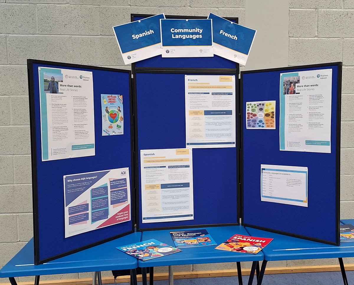 HilaryScholes's tweet image. It was a very busy evening, promoting the new style French and Spanish #GCSELanguages and also our extended offer of #CommunityLanguages