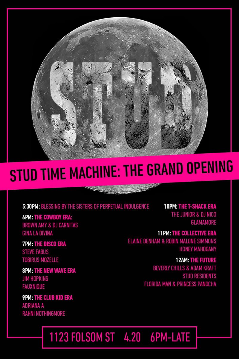 Bootie Mashup maven @adrianabootie is proud to be a part of the @StudSF1 re-opening party this Saturday, doing a 90s mashup set at 9pm! Fun fact: she was a resident DJ of T-shack when it was at The Stud, and also threw a weekly Friday night party called Guilty there in 2004.