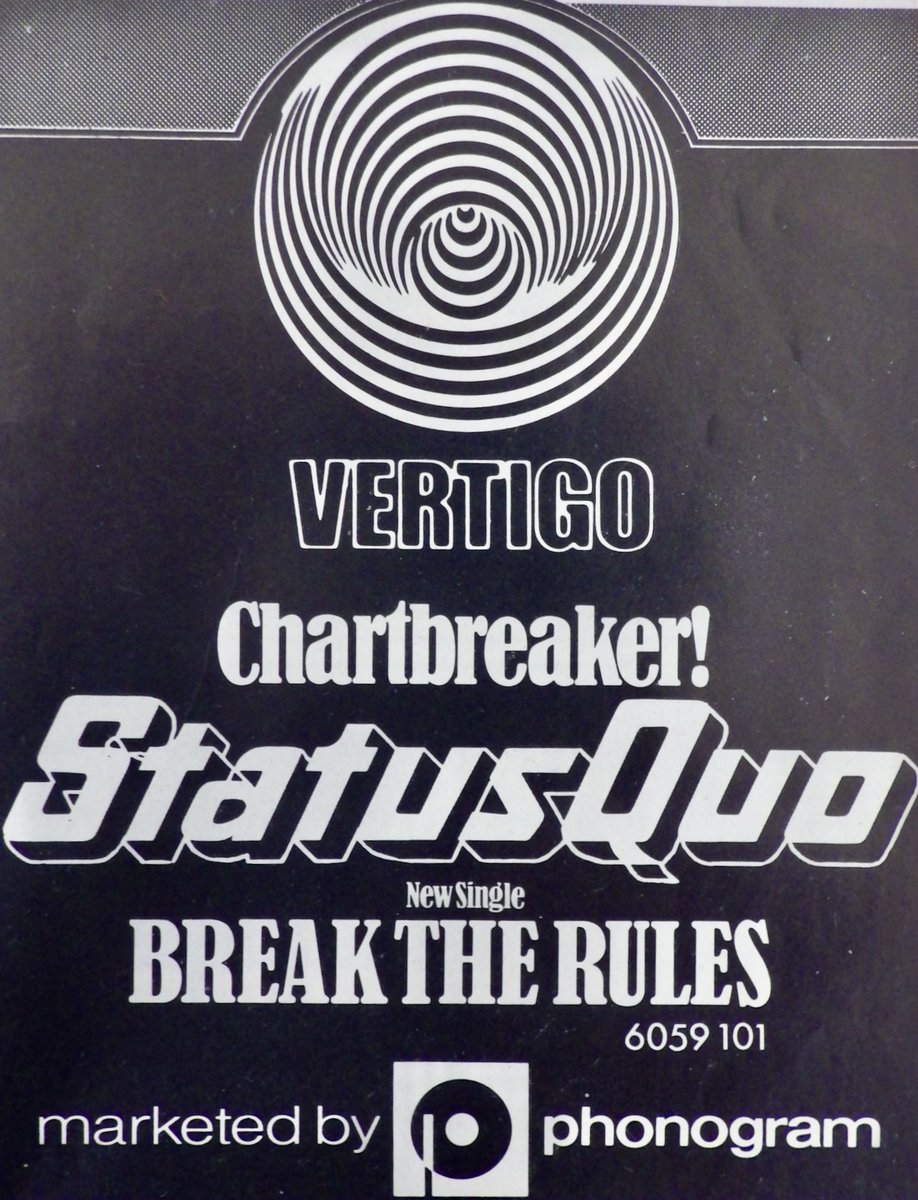 On this date, 50 years ago, ‘Break the Rules’ was released.

It spent 8 weeks in the UK charts, peaking at No. 8. Do you still have your single or have you seen the song performed live at one of our shows?

#statusquo #breaktherules #onthisday