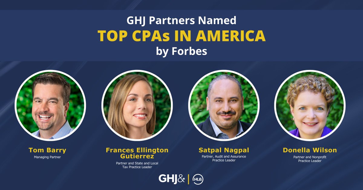 Congratulations to #TeamGHJ's @tombarrycpa, Frances Ellington Gutierrez, Satpal Nagpal and @DonellaWilsonB, who made @Forbes' list of America's Top 200 #CPAs! Discover how their expertise drives client success. ghjadvisors.com/marketplace/fo…