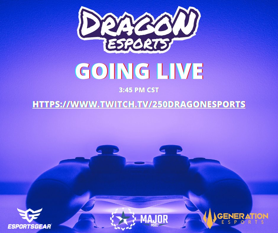 Going live at 3:45 pm CST - twitch.tv/250dragonespor… Come support our scholar gamers in the last week of the regular season of the Middle School Esports League: Rocket League 3v3 Spring Major! #esportsedu @MSELesports