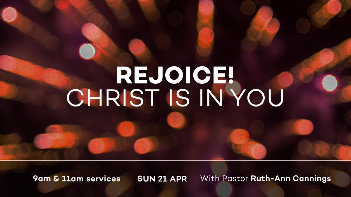 Services at KT this Sunday 9am & 11am with Pastor Ruth-Ann Cannings Rejoice! Christ Is In You 6pm City Nights Service with Pastor Scott Fruit-Bearing Discipleship